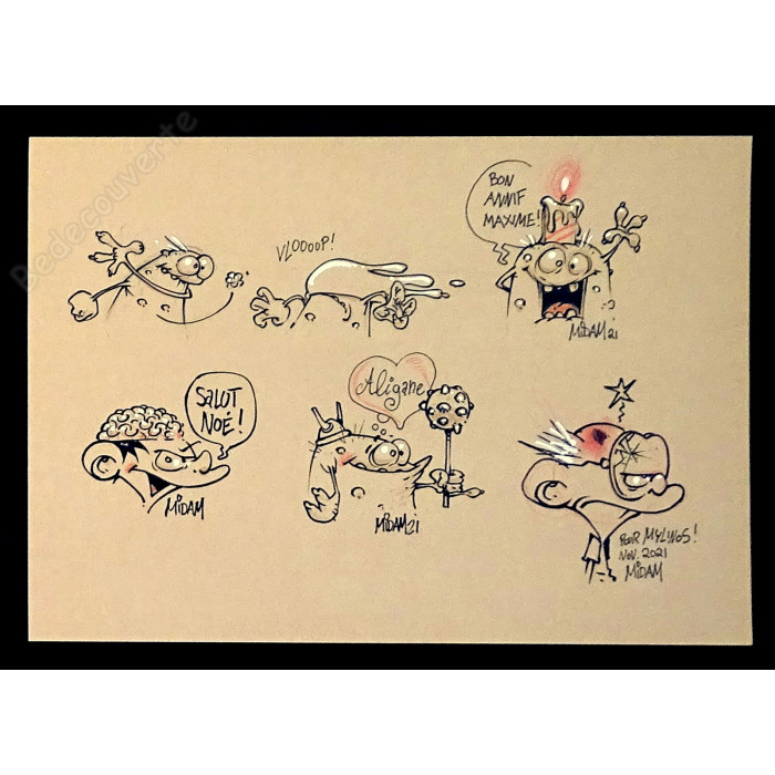 Midam - Dessin Original 6 personnages Kid Paddle