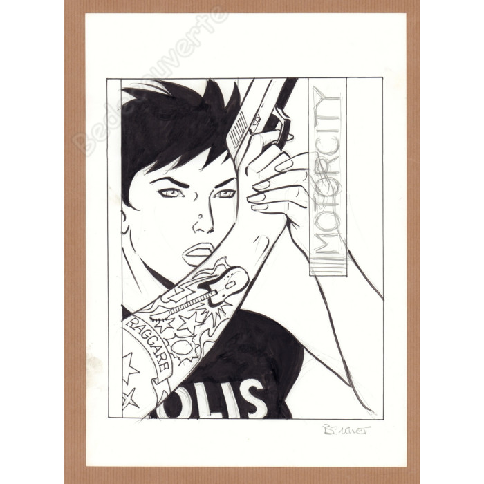 Berthet Philippe - Dessin Original Projet de couverture pour MOTORCITY